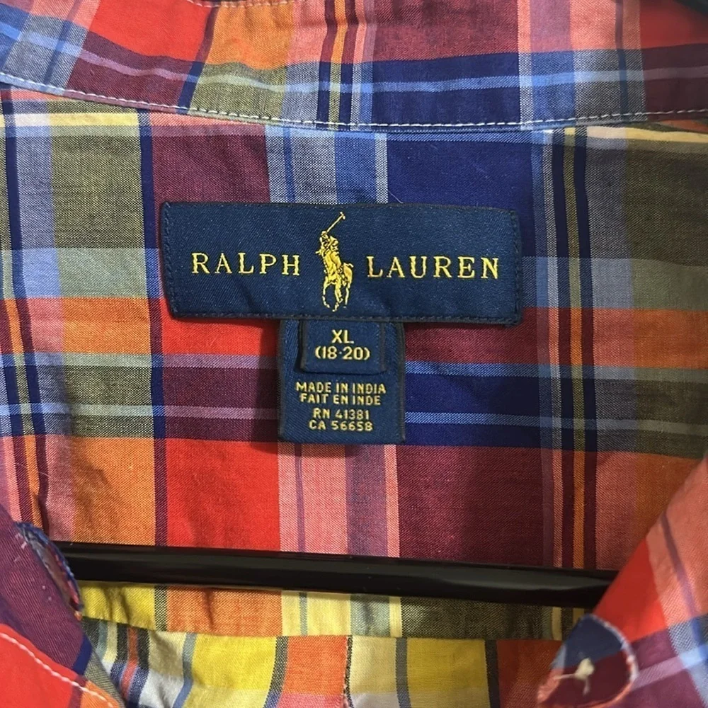 EUC Ralph Lauren Boys Long Sleeve Plaid Button Down Shirt